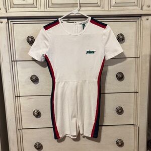 Prince v.s. Zara Collab White Romper with Red and Navy Accents